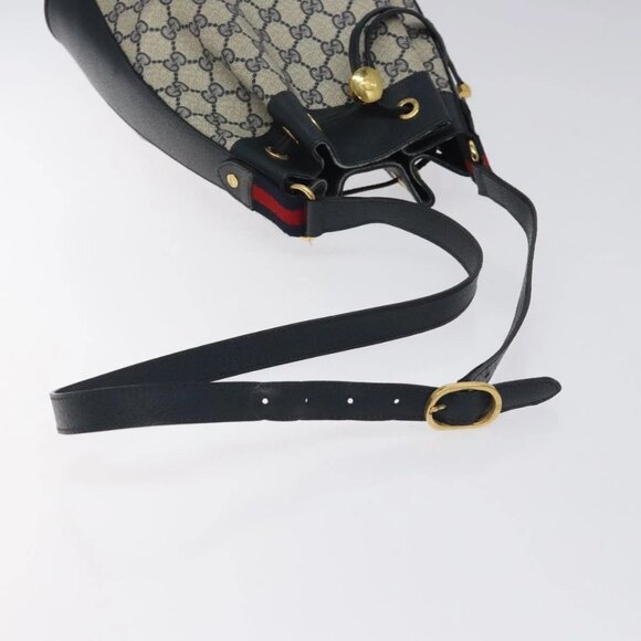 GUCCI GG Supreme Sherry Line Shoulder Bag PVC Navy Gold 41 02 034 Auth 124862 - Picture 8 of 16